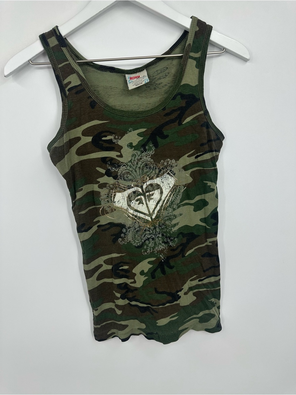 Roxy Paradise Vintage Y2K Camouflage Tank Top Size Medium Streetwear Grunge - Picture 5 of 8